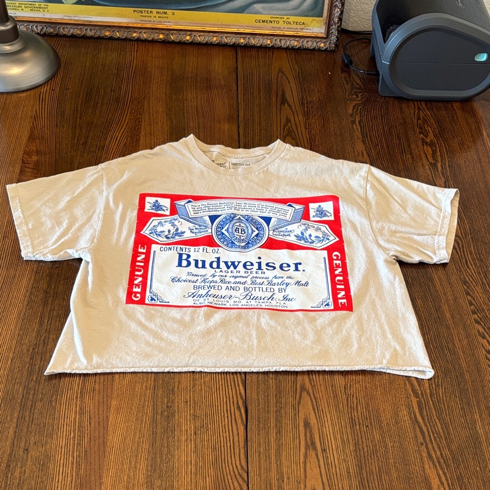 Budweiser Cropped Beige Graphic Tee